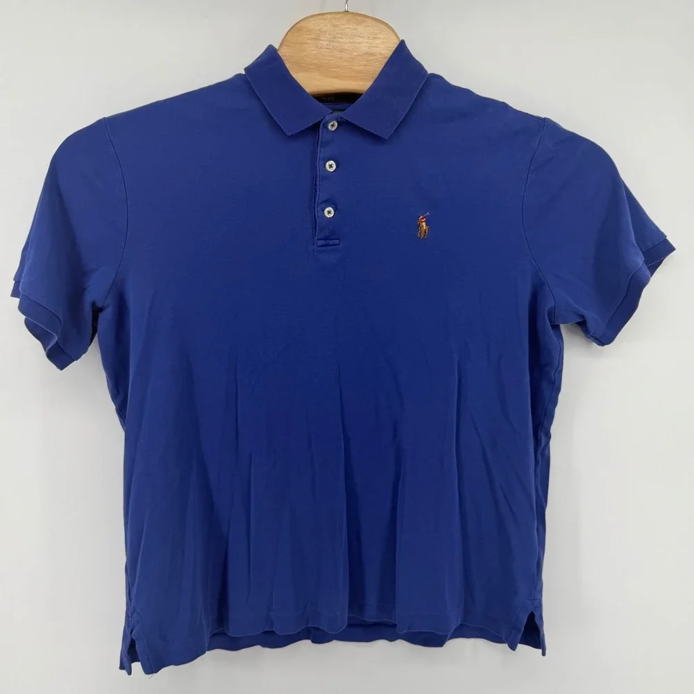 Polo Ralph Lauren Polo Mens L Blue Classic‎ Fit Short Sleeve Cotton Jersey Logo